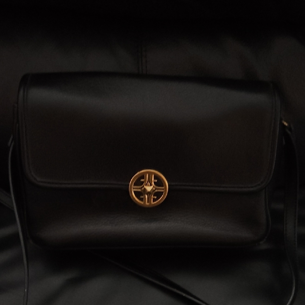 Fossil Jasmine Flap Crossbody Shoulder Bag Black Leather Gold Hardware